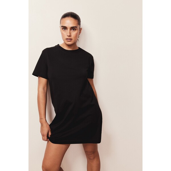 H&M Bawełniana sukienka T-shirtowa - 0841434026 Czarny