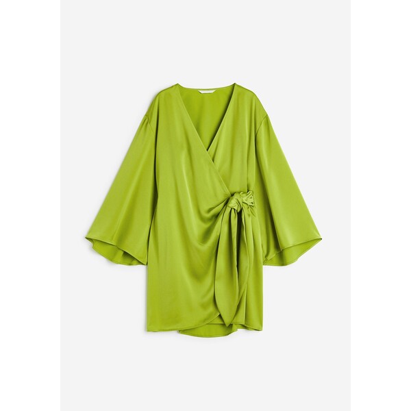 H&M Satynowa sukienka kopertowa - 1147534013 Zielony