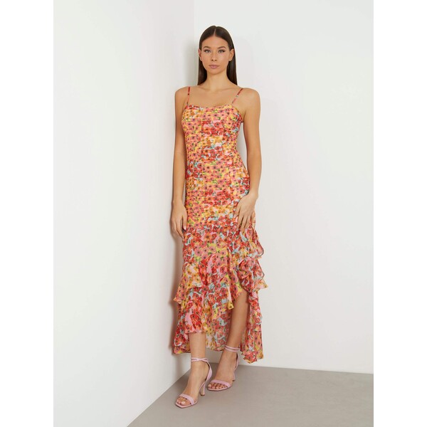 GUESS Długa sukienka w kwiatowy print W4GK26WCWF2-P55D