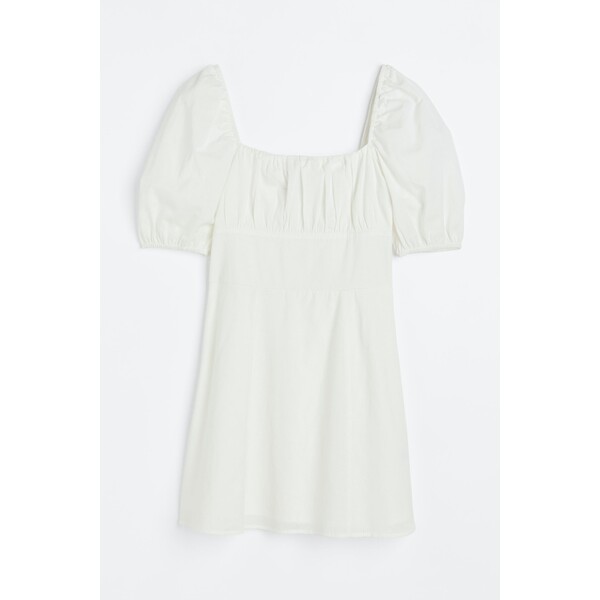H&M Sukienka z bufiastym rękawem - 1139144005 Biały