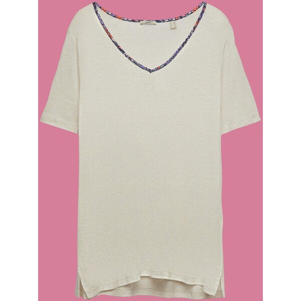 Esprit T-shirt z kwiatową lamówką, TENCEL™, fason CURVY 023EE1K349_059