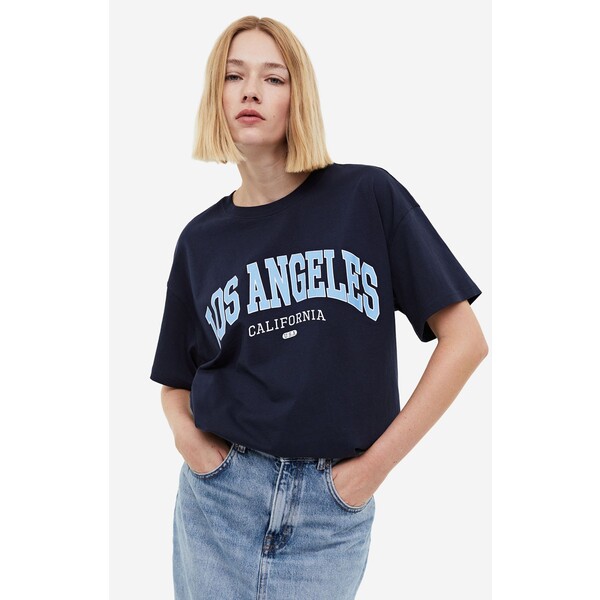 H&M T-shirt z nadrukiem - 1163471013 Granatowy/Los Angeles