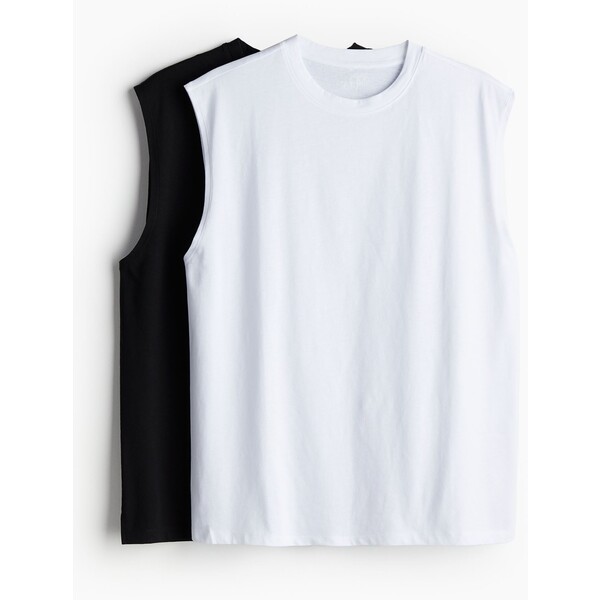 H&M Koszulka sportowa DryMove™ 2-pak - Okrągły dekolt - Bez rękawów - - ON 1236306001 Czarny/Biały