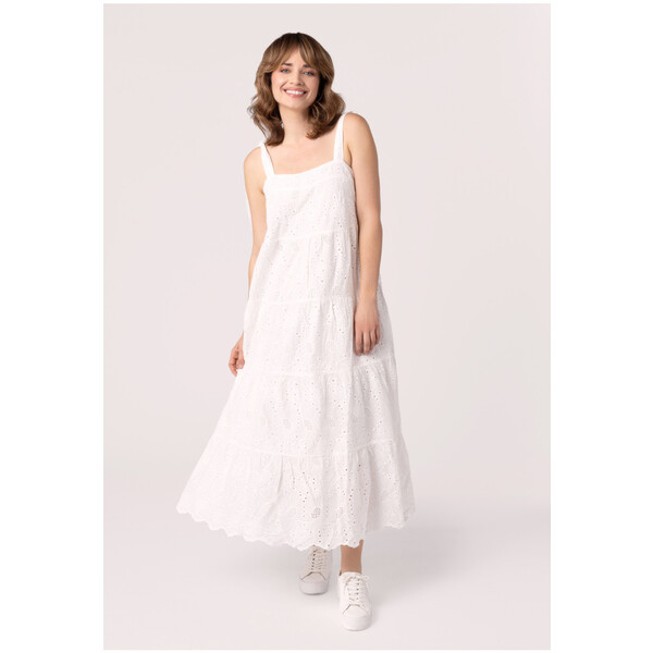 Quiosque Biała haftowana sukienka 4UC004100