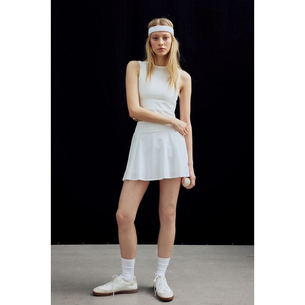 H&M Plisowana spódnica tenisowa DryMove™ - 1214462001 Biały