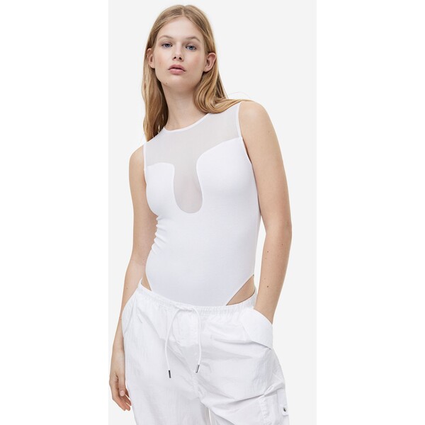 H&M Body z siateczkowym detalem - 1172460001 Biały