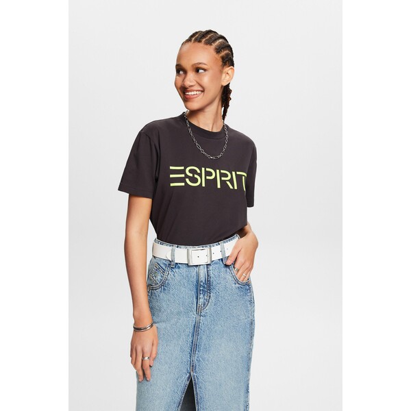 Esprit Bawełniany T-shirt z okrągłym dekoltem i logo 044EE1K375_011