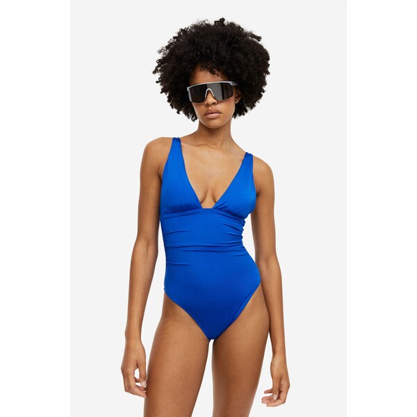 H&M Modelujący kostium kąpielowy - 0928359006 Jaskrawoniebieski