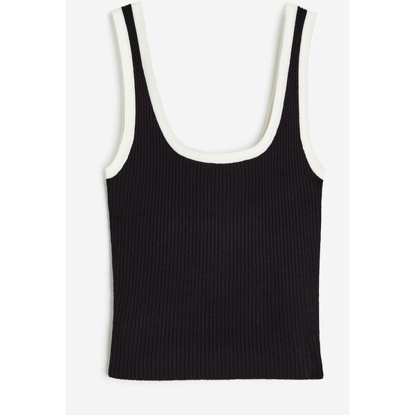 H&M Koszulka z dzianiny w prążki - 1121065011 Czarny/Biały
