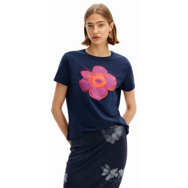 Desigual Koszulka z ilustracją kwiatu 23WWTKX55000