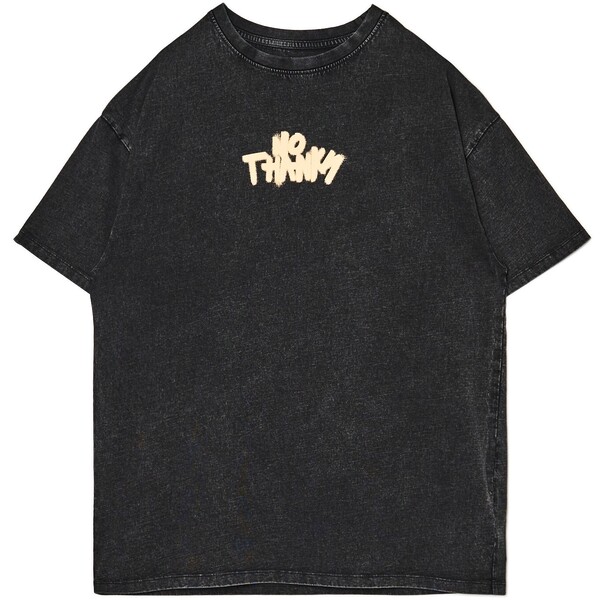 Cropp Czarny t-shirt oversize z printem 0714Z-90M