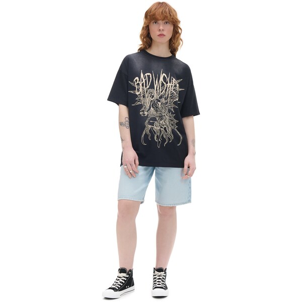 Cropp Szary t-shirt oversize z printem 0714Z-09M