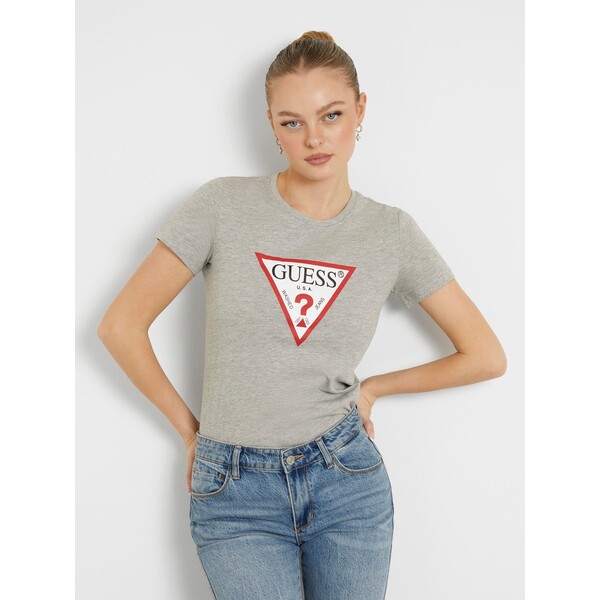 GUESS T-shirt z trójkątnym logo W1YI1BI3Z14-LMGY