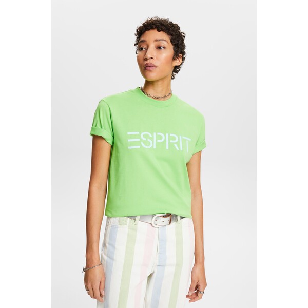 Esprit Bawełniany T-shirt z okrągłym dekoltem i logo 044EE1K375_322
