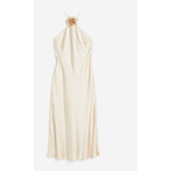 H&M Sukienka z mocowaniem na karku i z aplikacją - Mocowanie na szyi - Bez rękawów - 1162251001 Kremowy