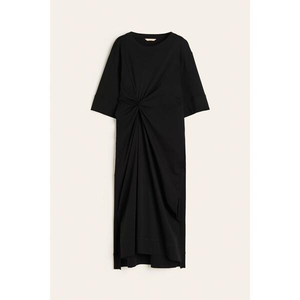 H&M Sukienka T-shirtowa oversize - Okrągły dekolt - Rękawy 3/4 - 1182222001 Czarny