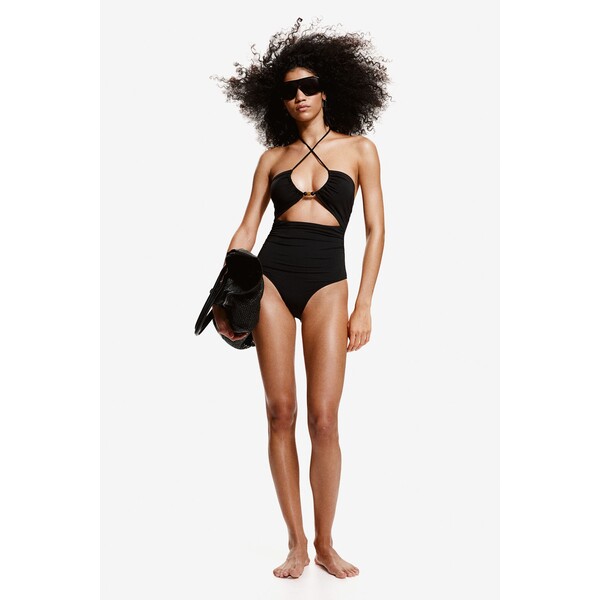 H&M Kostium kąpielowy z wycięciami - Mocowanie na szyi - Bez rękawów - 1228157001 Czarny
