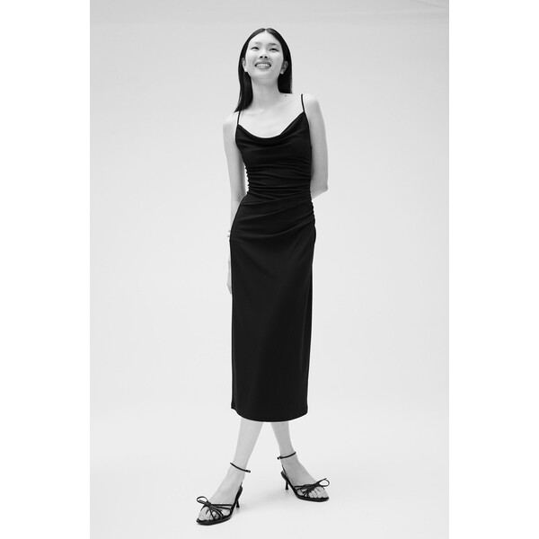 H&M Sukienka z drapowanym dekoltem - Drapowany dekolt - Bez rękawów - 1228839001 Czarny