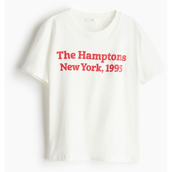 H&M Bawełniany T-shirt - Okrągły dekolt - Krótki rekaw - 0979329121 Biały/The Hamptons
