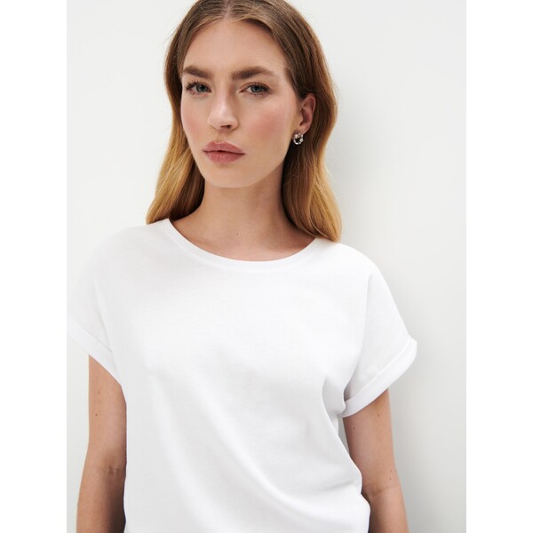 Mohito Bawełniana biała koszulka 0970U-00X