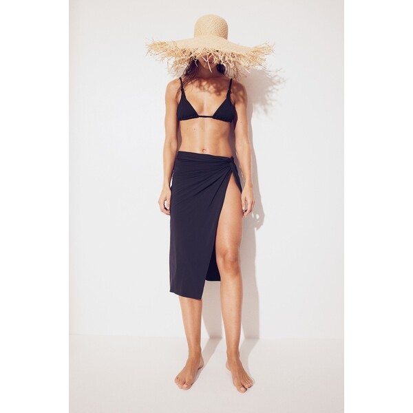 H&M Spódnica plażowa z wiązanym detalem - Normalna talia - Midi - 1230071001 Czarny
