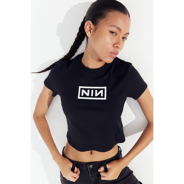 H&M T-shirt z nadrukiem - Wycięcie przy szyi - Krótki rekaw - 1207443011 Czarny/Nine Inch Nails