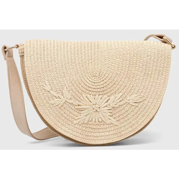 Medicine Torebka damska pleciona z ozdobnym haftem kolor beżowy