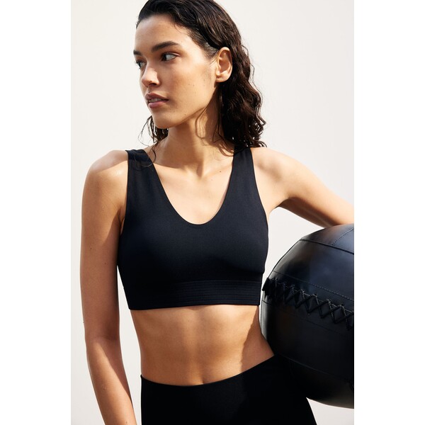 H&M Bezszwowy biustonosz sportowy DryMove™ - 1116753005 Czarny