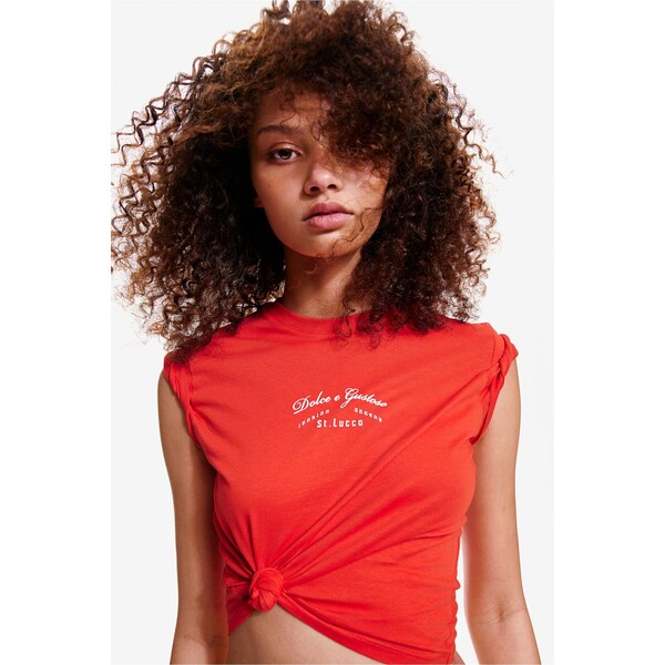 H&M T-shirt z nadrukiem - Okrągły dekolt - Krótki rekaw - 1198432002 Pomarańczowy/Dolce