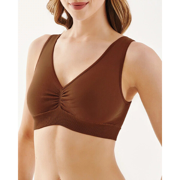 Gabriella Bezszwowy top z marszczeniem Shape biustonosz sportowy Top Shape mocca 1204k2