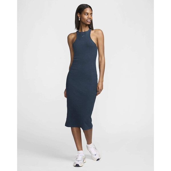 Damska dopasowana sukienka midi bez rękawów Nike Sportswear Chill Rib FN3679-478