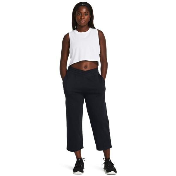 UNDER ARMOUR Damskie spodnie dresowe Under Armour UA Rival Terry Crop Wide Leg - czarne