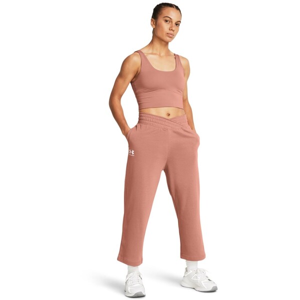 UNDER ARMOUR Damskie spodnie dresowe Under Armour UA Rival Terry Crop Wide Leg - różowe