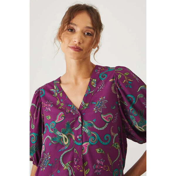 Medicine Bluzka damska oversize wzorzysta kolor fioletowy