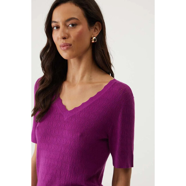 Medicine T-shirt damski ażurowy kolor fioletowy