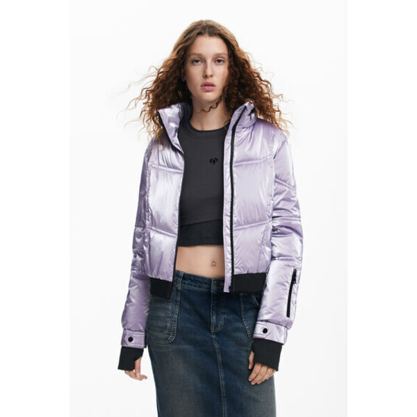 Desigual Metalizowany płaszcz pikowany 24WWEWBY3164