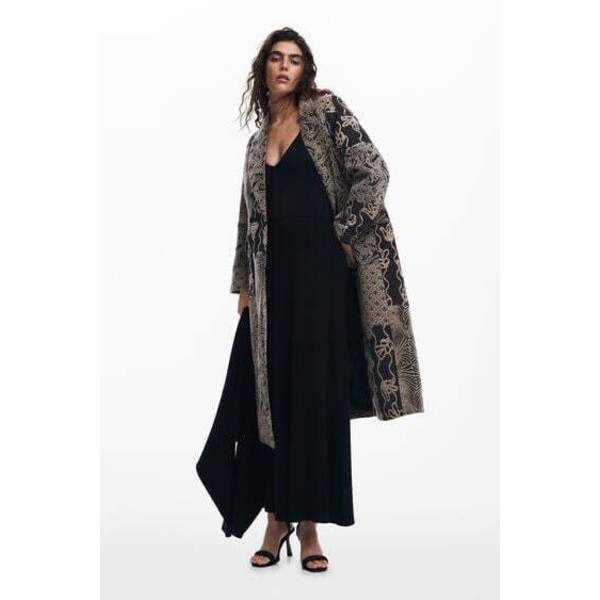 Desigual Długi płaszcz z naszywkami 24WWEW601008