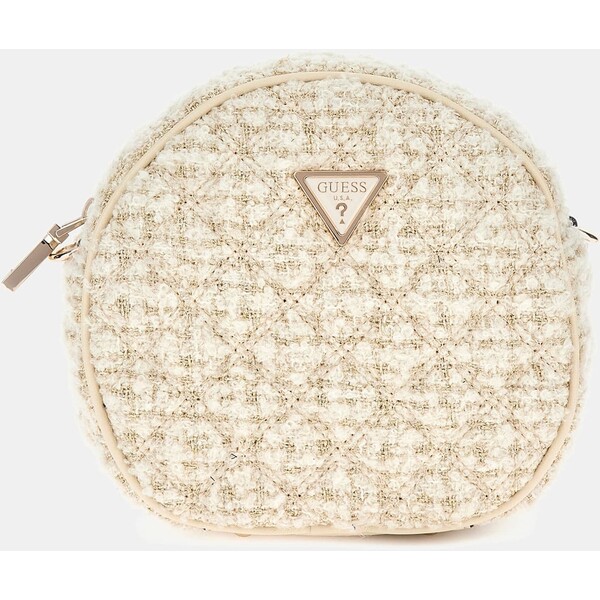 GUESS Tweedowa mini torebka crossbody model Giully HWAT8748700-IVO