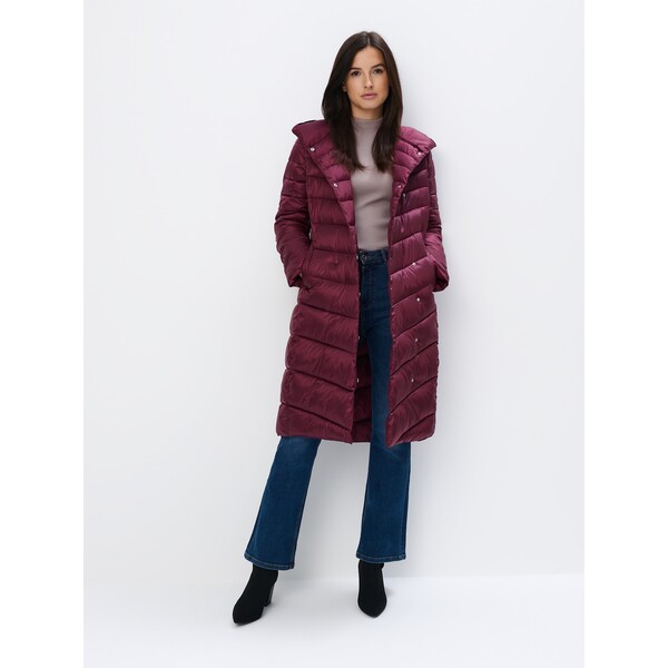 Mohito Bordowy płaszcz z kapturem 073BT-93X