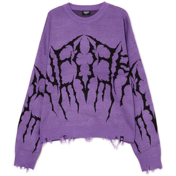 Cropp Fioletowy sweter z nadrukiem 975AT-48X