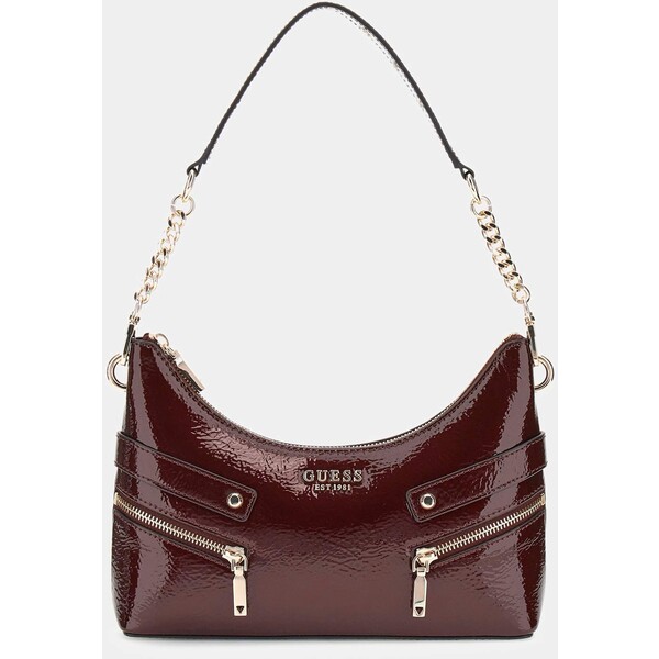GUESS Lakierowana torebka na ramię model Trissa HWTG9345180-BUR