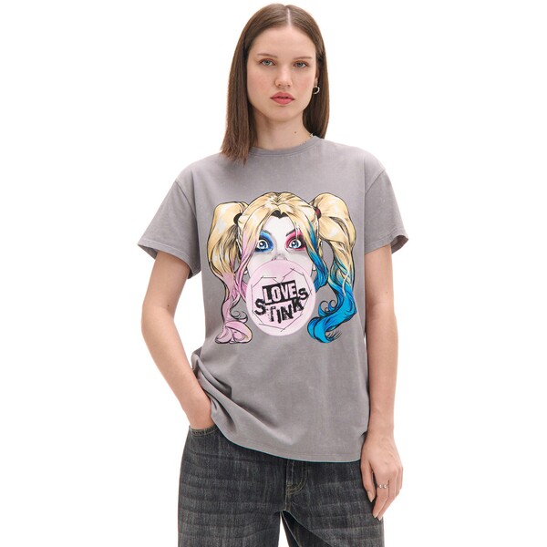 Cropp Szary T-shirt oversize Harley Quinn 093AS-09M