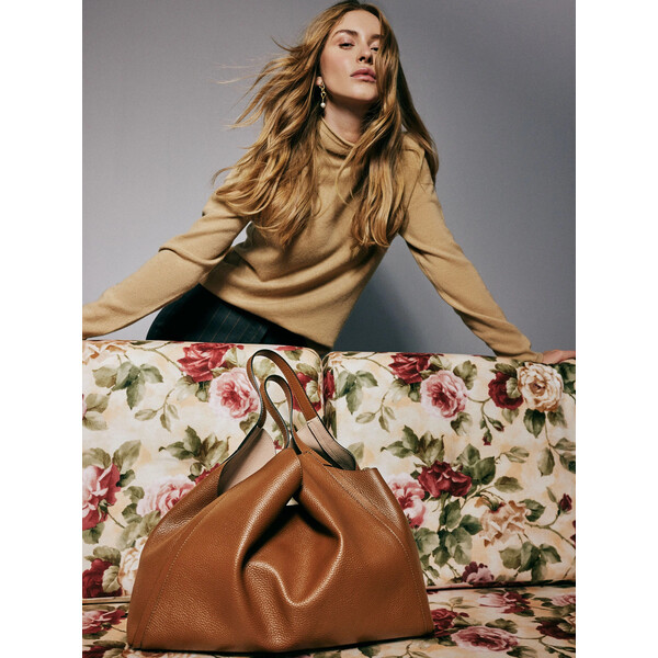 Taranko Brązowa skórzana torebka typu shopper R4TO030