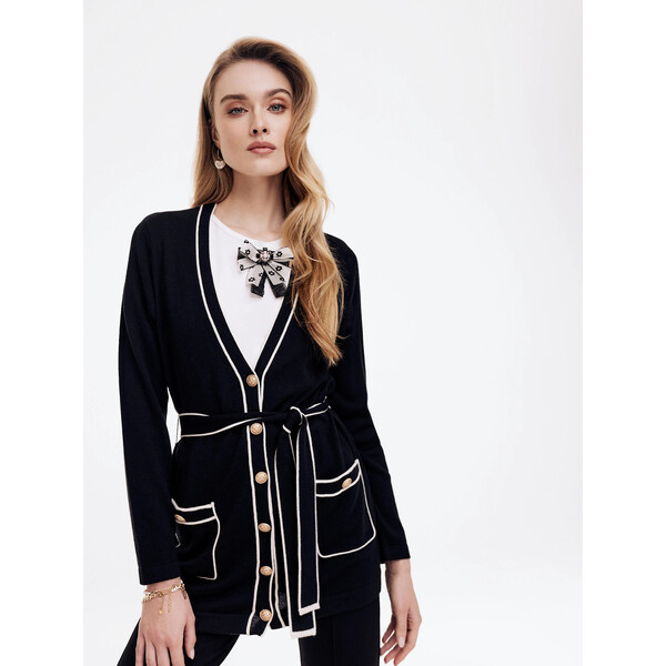 Taranko Czarny sweter z ozdobnymi guzikami B3SW03Y