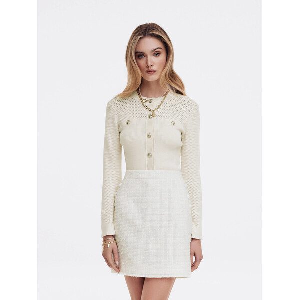 Taranko Sweter z ażurowymi wstawkami i ozdobnymi guzikami B3SW01A