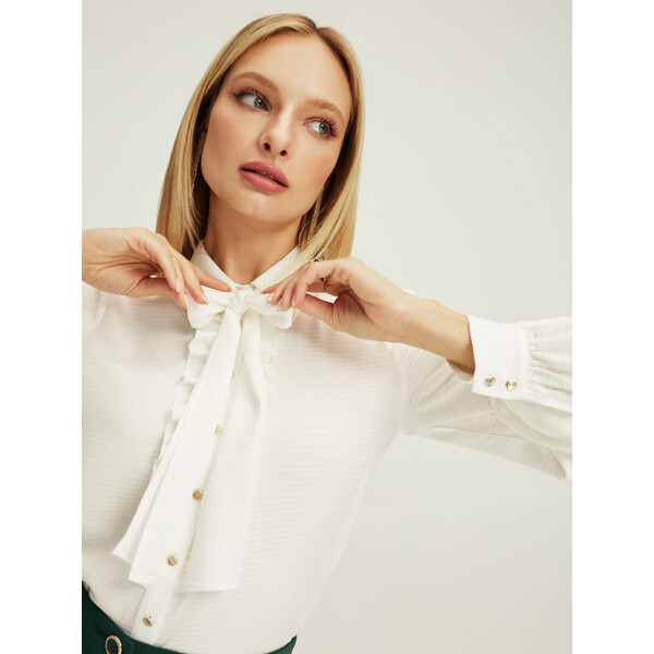 Taranko Biała koszula z wiązaniem G2KO05A