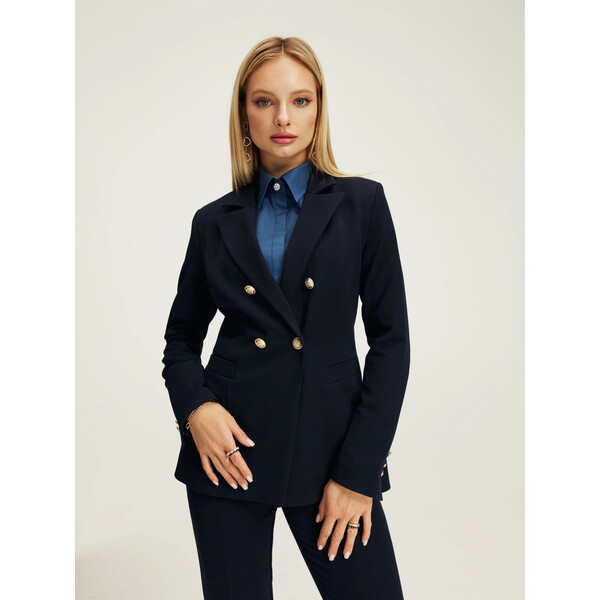 Taranko Granatowy żakiet ze złotymi guzikami G2ZKE0T