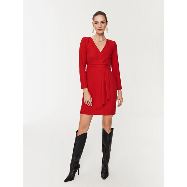 Taranko Czerwona sukienka z falbaną G2SK48N