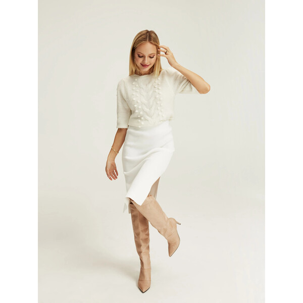 Taranko Dzianinowa spódnica w kolorze ecru H2SP05A