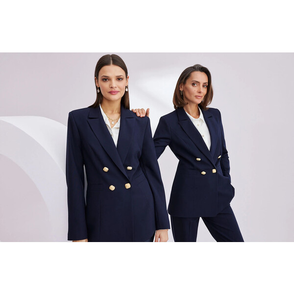 Taranko Granatowy żakiet ze złotymi guzikami A3ZKD0T